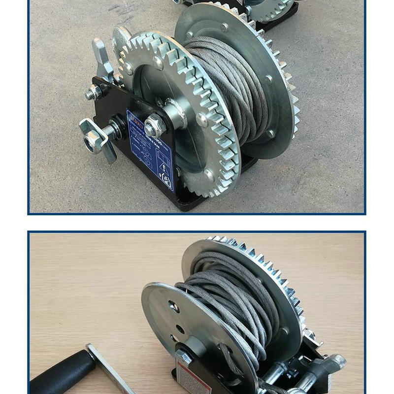 HQ 2500P Heavy Duty Boat Truck Self Locking Hand Manual Winch Ratcheting Handle Easy Pulling Lifting Wire Rope Sling Hand Winch
