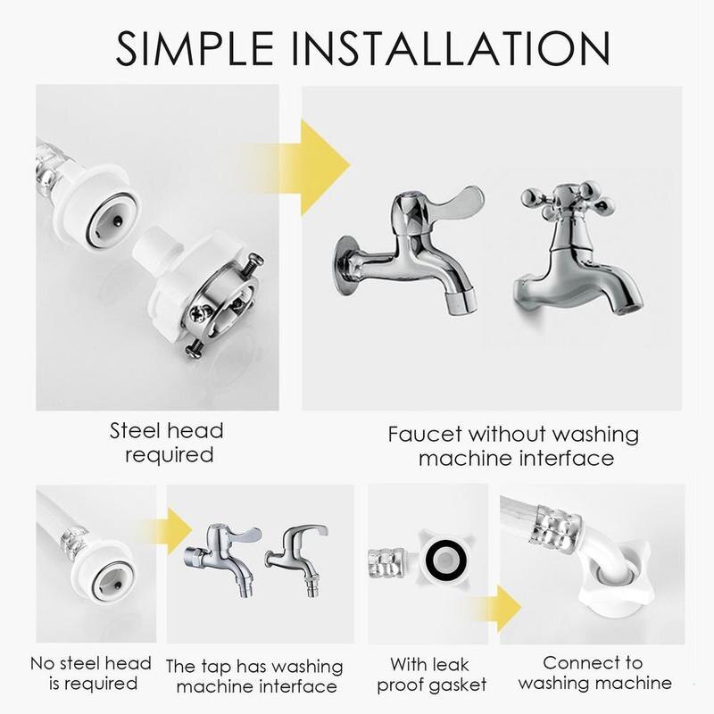 1-2M Washing Machine Water Inlet Hose Anti-explosion Dishwasher Inlet Pipe PVC Extension Tube General Connection Joint Hardware