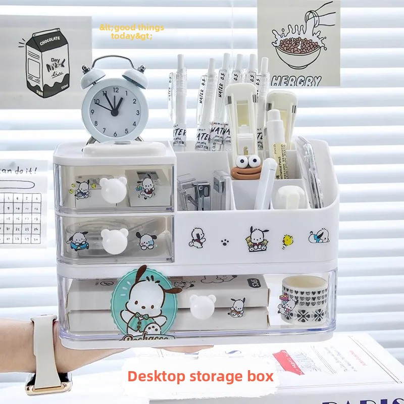 Organizador de escritorio estilo cajonera chica bonita corazón estudiante escritorio para niños papelería cepillo cosmético organizador portalápices plástico Ma