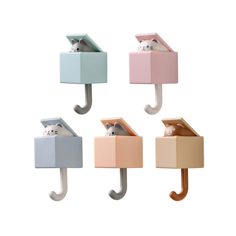 Cartoon Cat Hook Self Adhesive Dormitory Bedroom Door Hangers Hooks Key Umbrella Towel Cap Coat Rack Wall Animal Decoration Rack: Gold