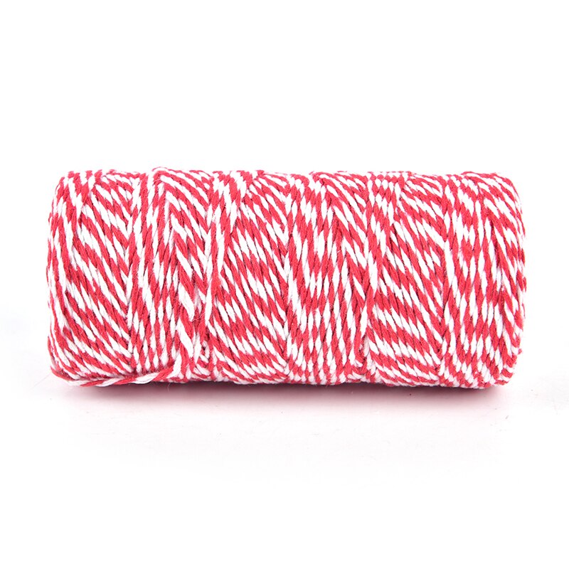100m/Roll Cotton Bakers Twine String Cord Cotton Rope Cotton Cord Bottle Box Decor Craft (Red+White)