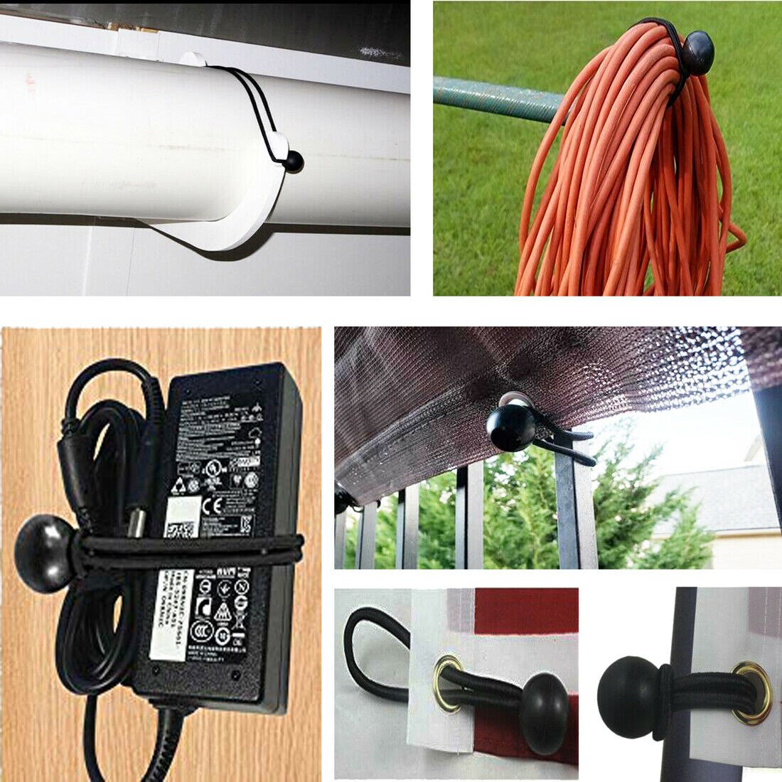 10Pcs Strong Bungee Cord Ball Strong Tie Down Straps Canopy Tent Tarp Boating 6"