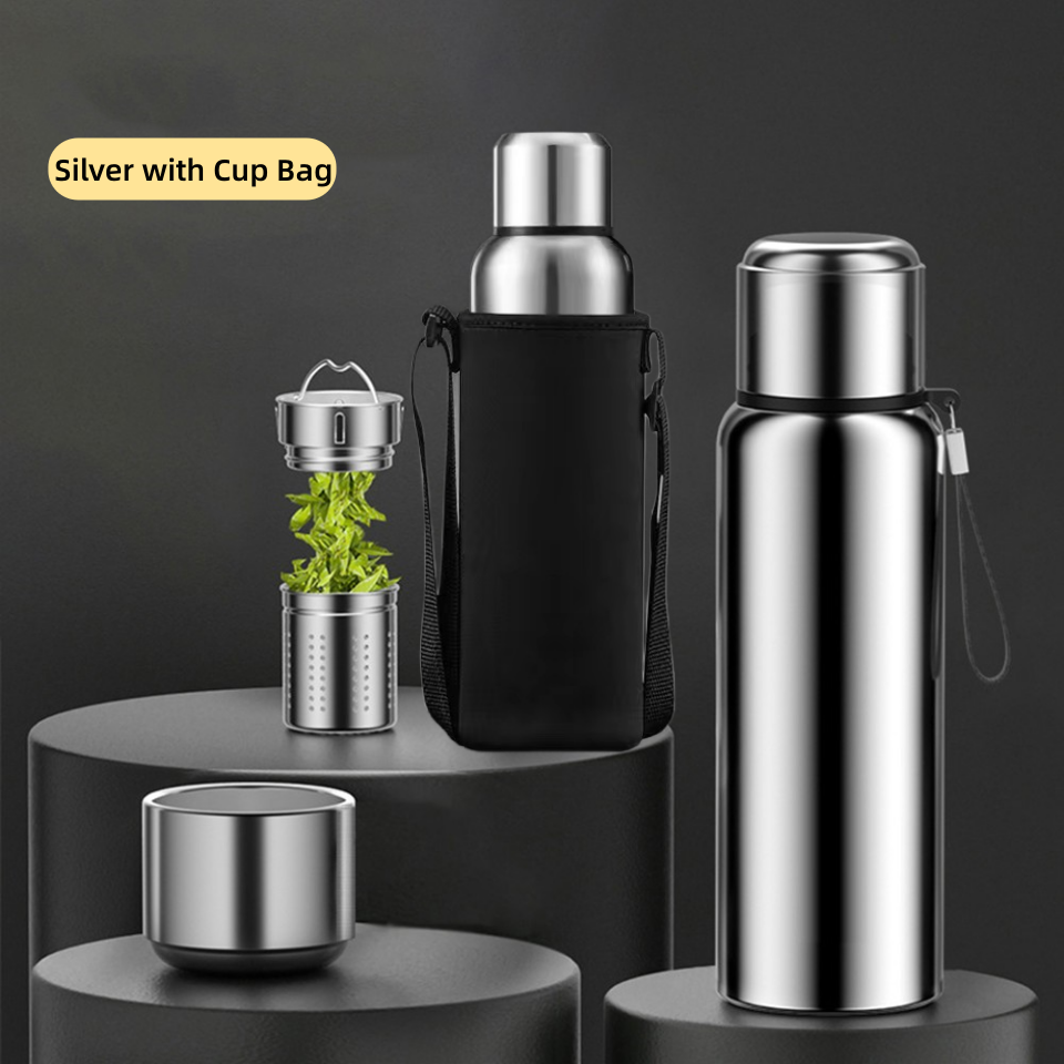 Botella termo de acero inoxidable, vaso de gran capacidad, taza térmica de agua fría y , frasco de vacío, 2L termo acero inoxidable termos termicos frio y termo para café: Rojo / 1,6-2 l