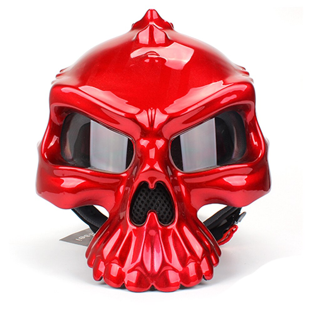 Motorcycle Helmet Retro Casque Half Face Helmet Summer Breathable Men Skull Capacete Casco Capacetes De Motociclista For Harley: Red / M