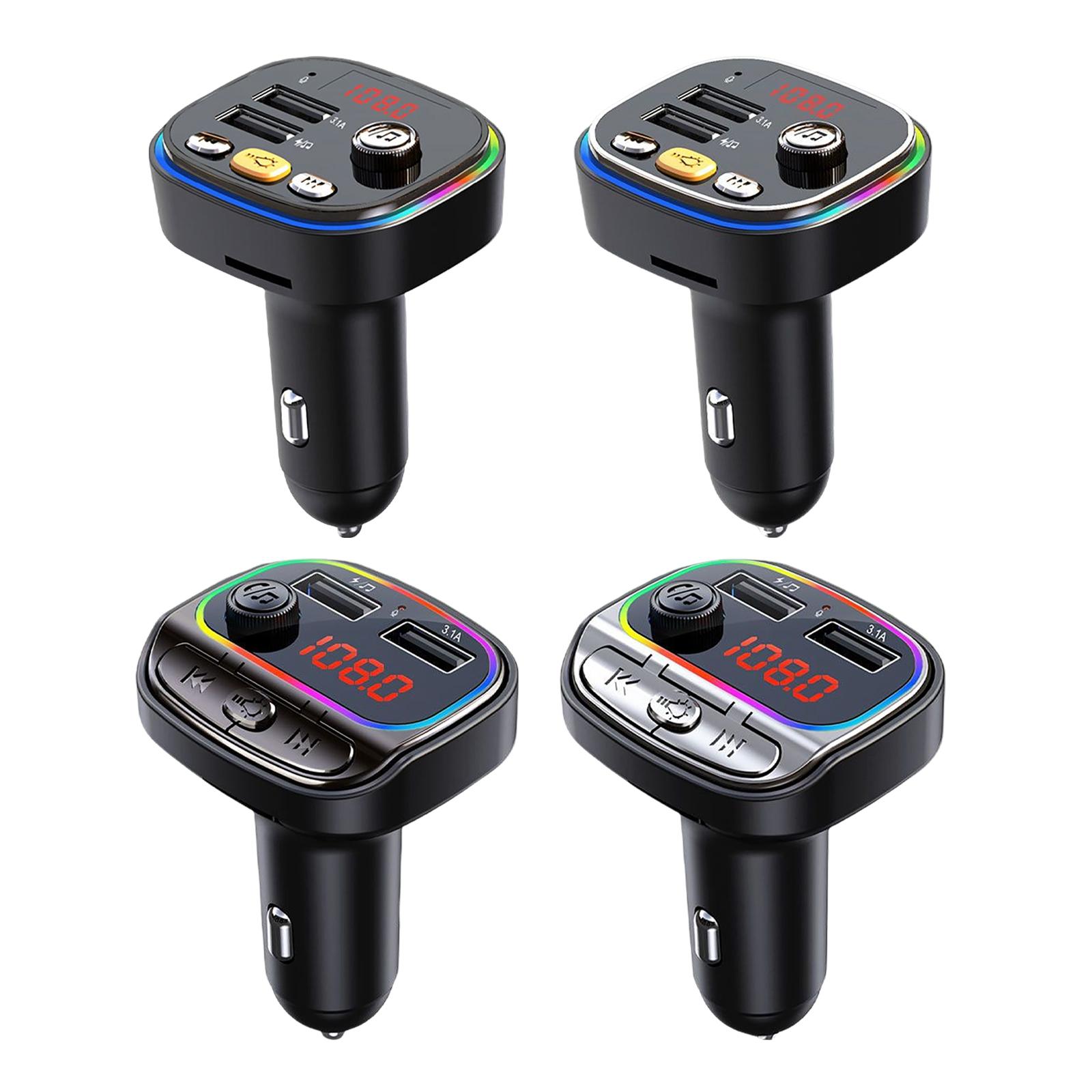 Fm Transmitter Car Charger Bluetooth 5.0 Dual Usb Opladen Ondersteunen Tf Card &amp; Usb Disk Te Gebruiken 7 Kleuren licht Draadloze