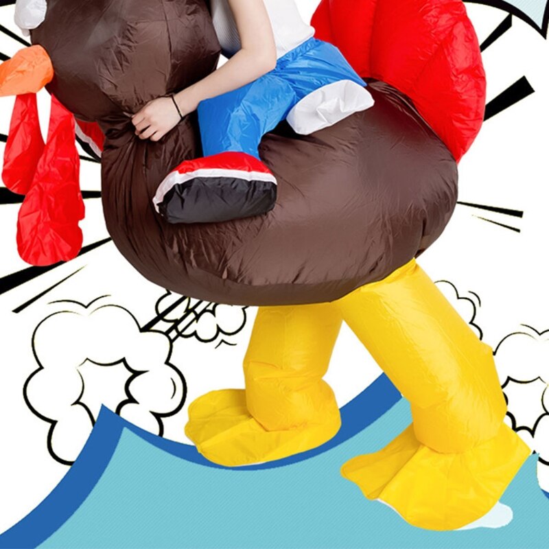 Thanksgiving Turkey Rider Adult Cosplay Inflatable Suit Festive Party Clothing Set Carnival Party Event Funny Costumes Outdoor T