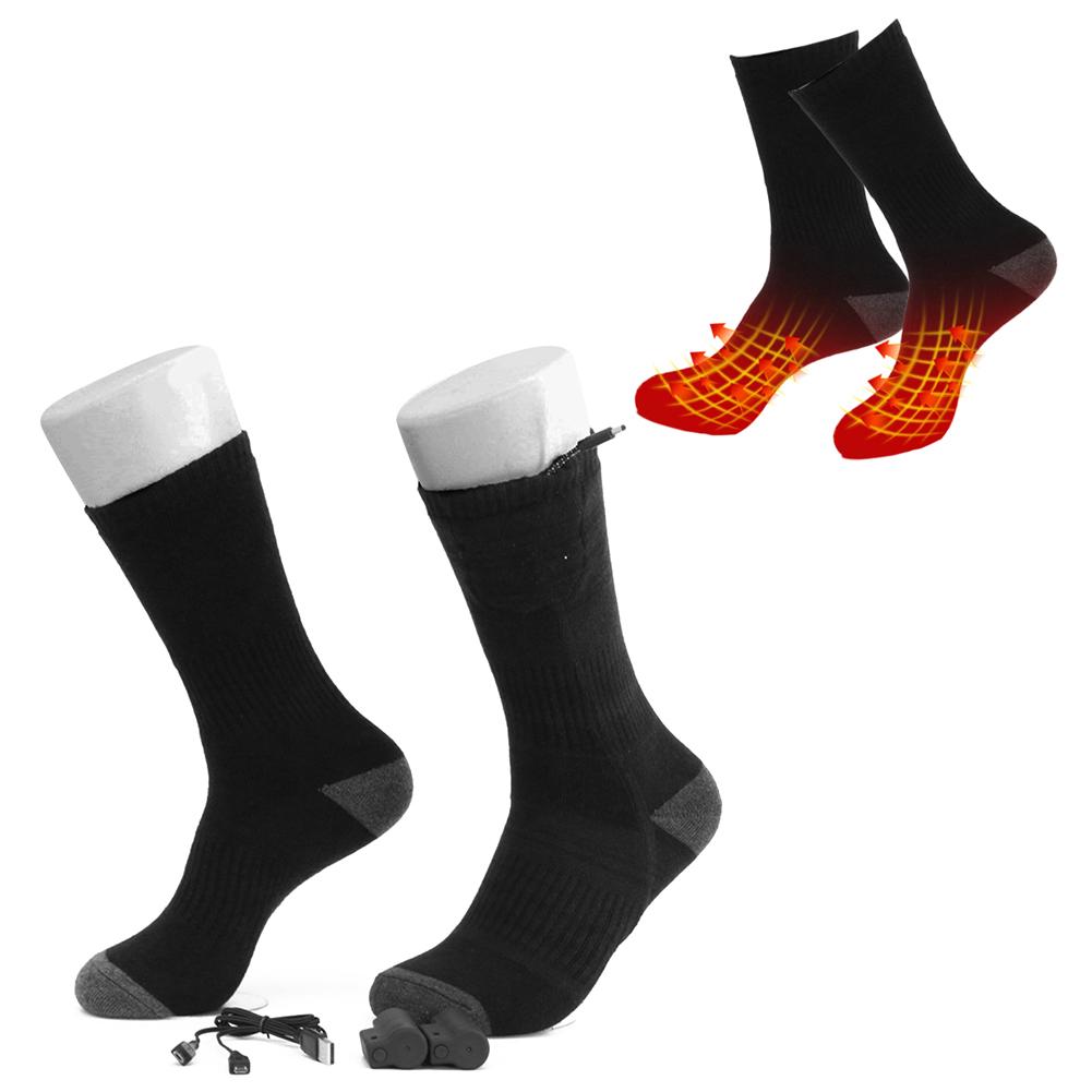 Chaussettes chauffantes électriques batterie Rechargeable USB charge pieds froids femmes hommes hiver ski en plein air cyclisme Sport chaussettes thermiques: Default Title