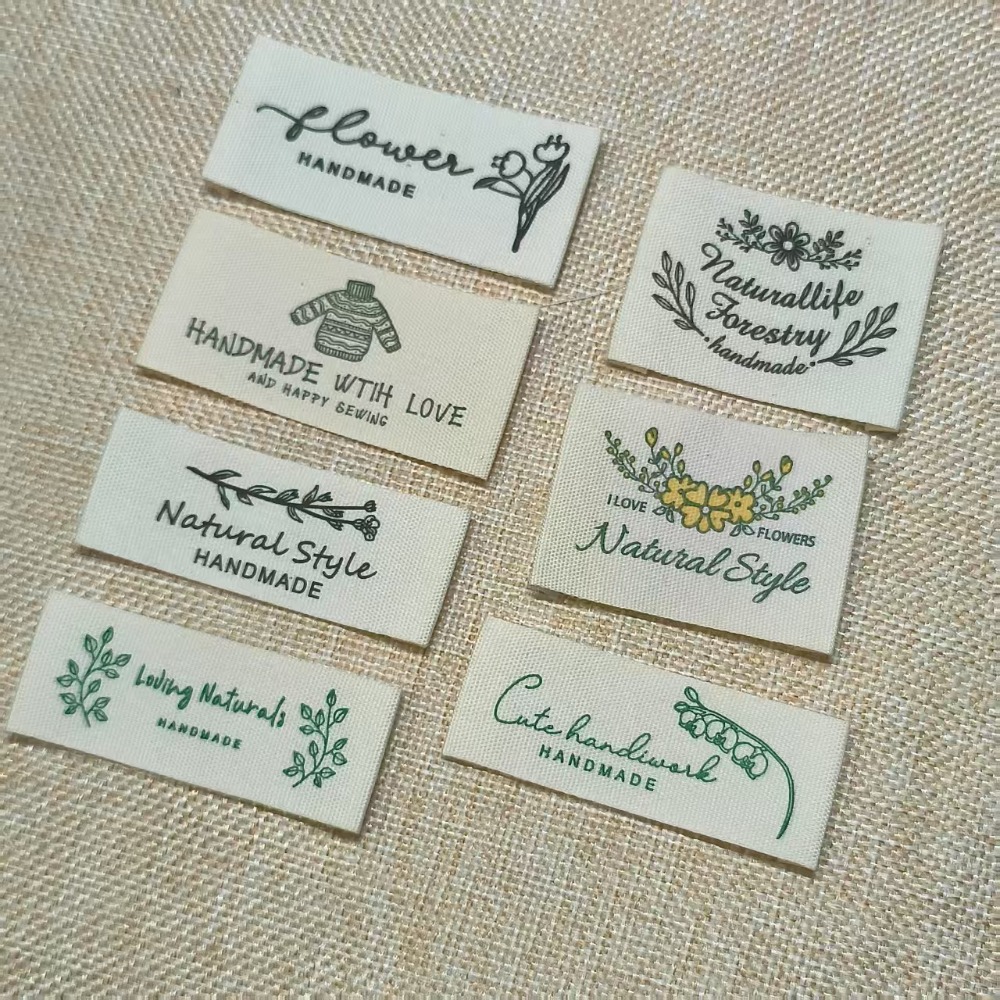 10 stilar färdiga att skickas tryckta halsduksetiketter - gör-det-själv handgjorda tygetiketter för sömnad och hantverk - klädmärken