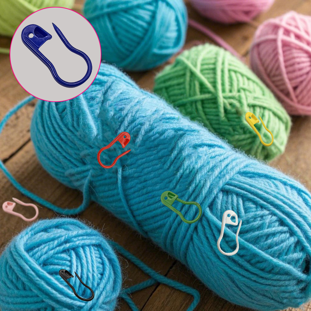 100 stk/eske fargerike plast sikkerhetsnåler strikkemarkører heklestingklemmer til gjør-det-selv strikking, sying, håndverk, klærtilbehør