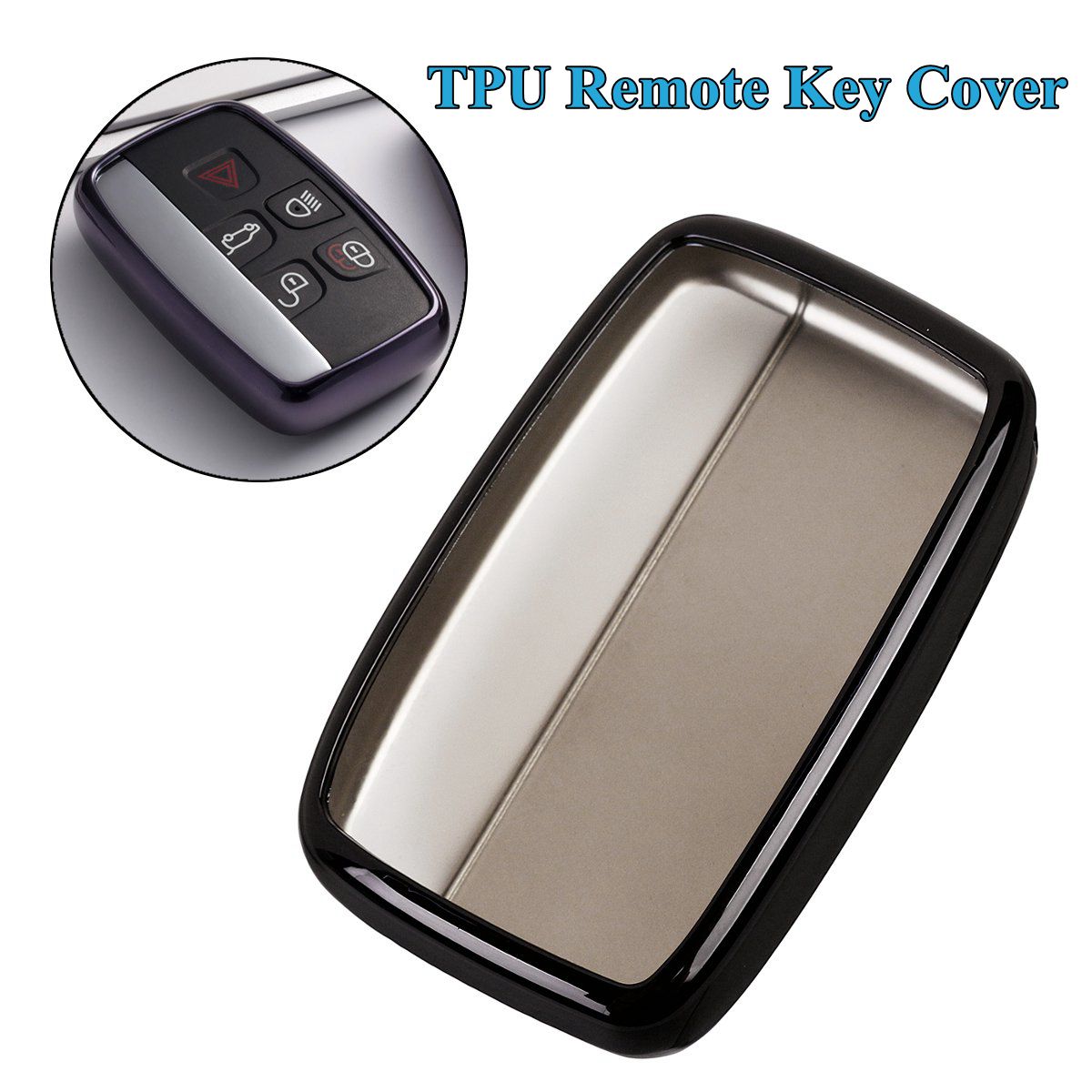 Porte-clé pour Land Rover Range Sport Freelander 2 Discovery 4 | Evoque pour voiture Jaguar TPU télécommande, porte-clé: Black