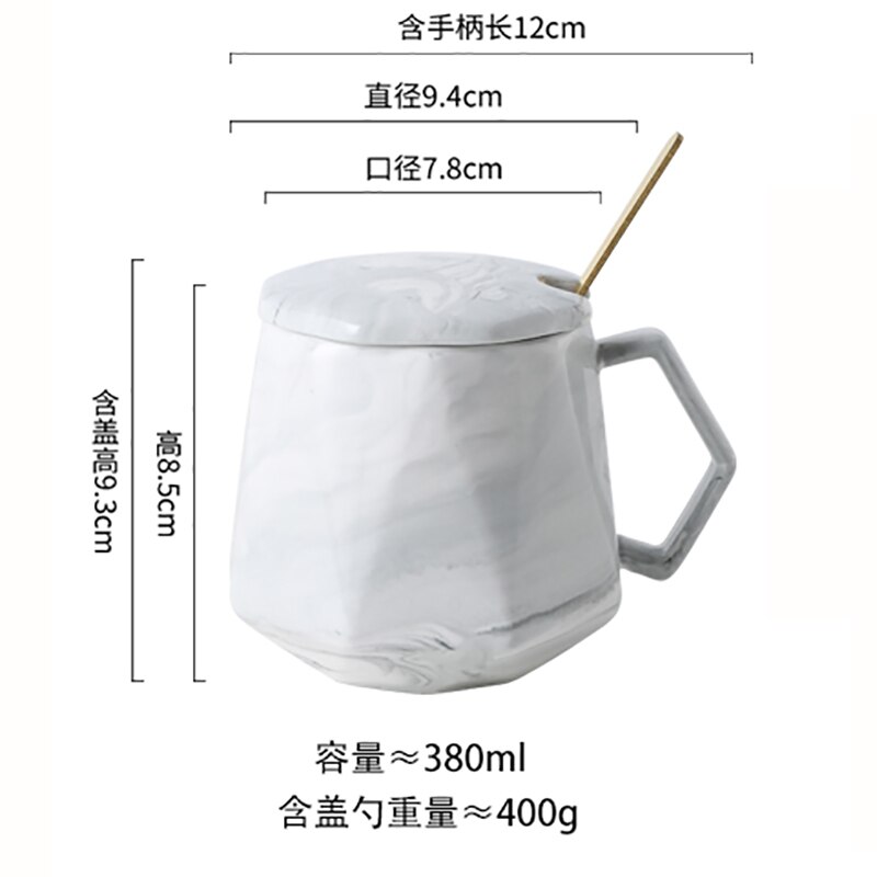 LUO – tasse en céramique de JIA-GUI ML pour femme, Mug pour préparer du thé, du café, de l'eau, avec couvercle, cuillère, style nordique, pour le bureau, 380ML, G079: G