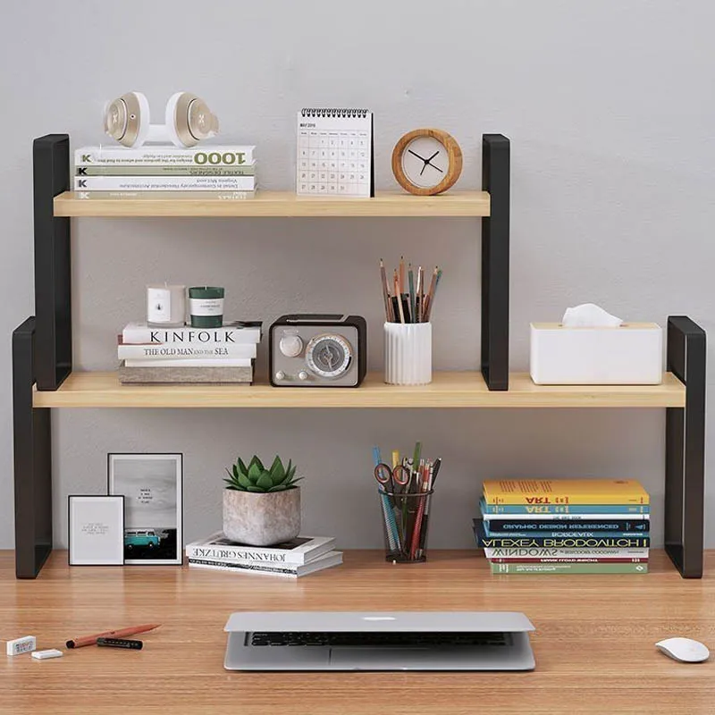 30/40 cm Schreibtisch Bücherregal Stahl Holz Schreibtisch verwöhnen mehrschichtig Kosmetik Lagerung Gestell Haushalt Schlafsaal Büro Schreibtisch Organisatoren