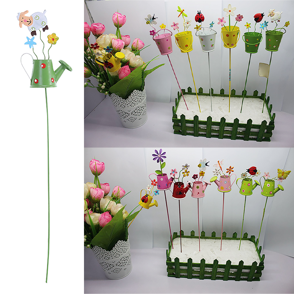 Crafts DIY Flower Pot Painted Tin Bucket Cute Metal Watering Can Picks Plants Outdoor Micro Landscape Decoration Miniature