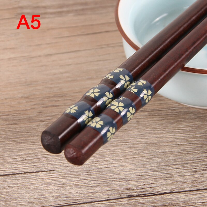 Japanese Style Natural Wooden Chopsticks Folwer Chopsticksc Kitchen Tableware 22.5cm: A5