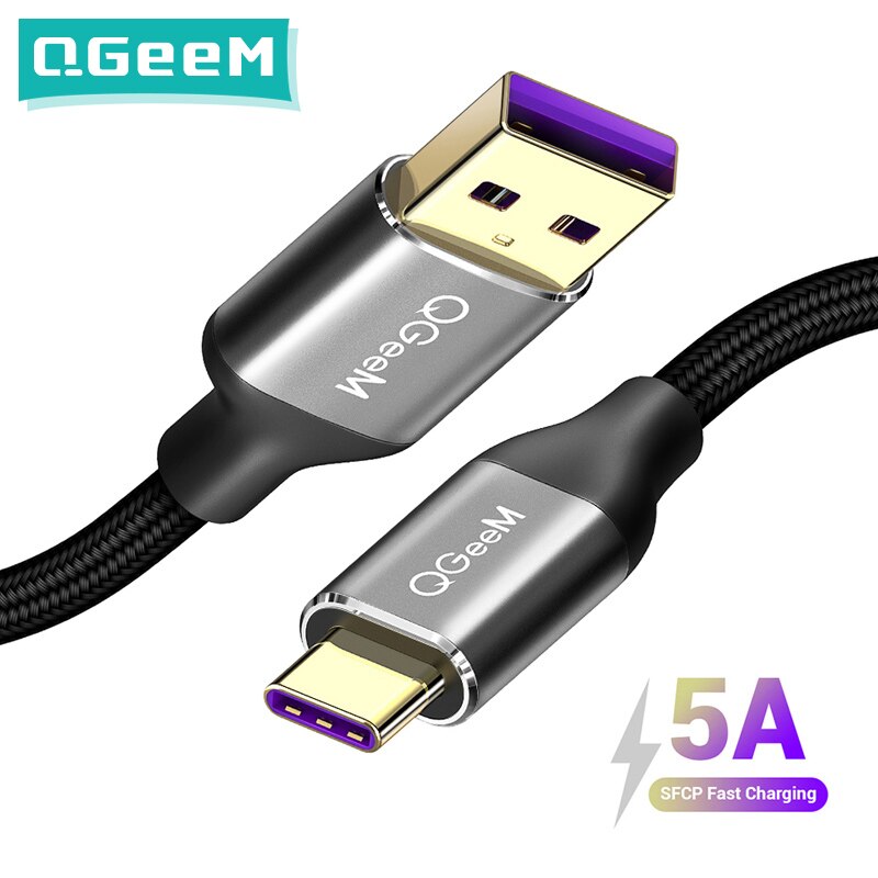 Qgeem 5A Type Usb C Kabel Voor Huawei P20 Matten 20 Pro Usb 3.1 Snel Opladen Usb C Datakabel honor V10 Overbelasting Type-C