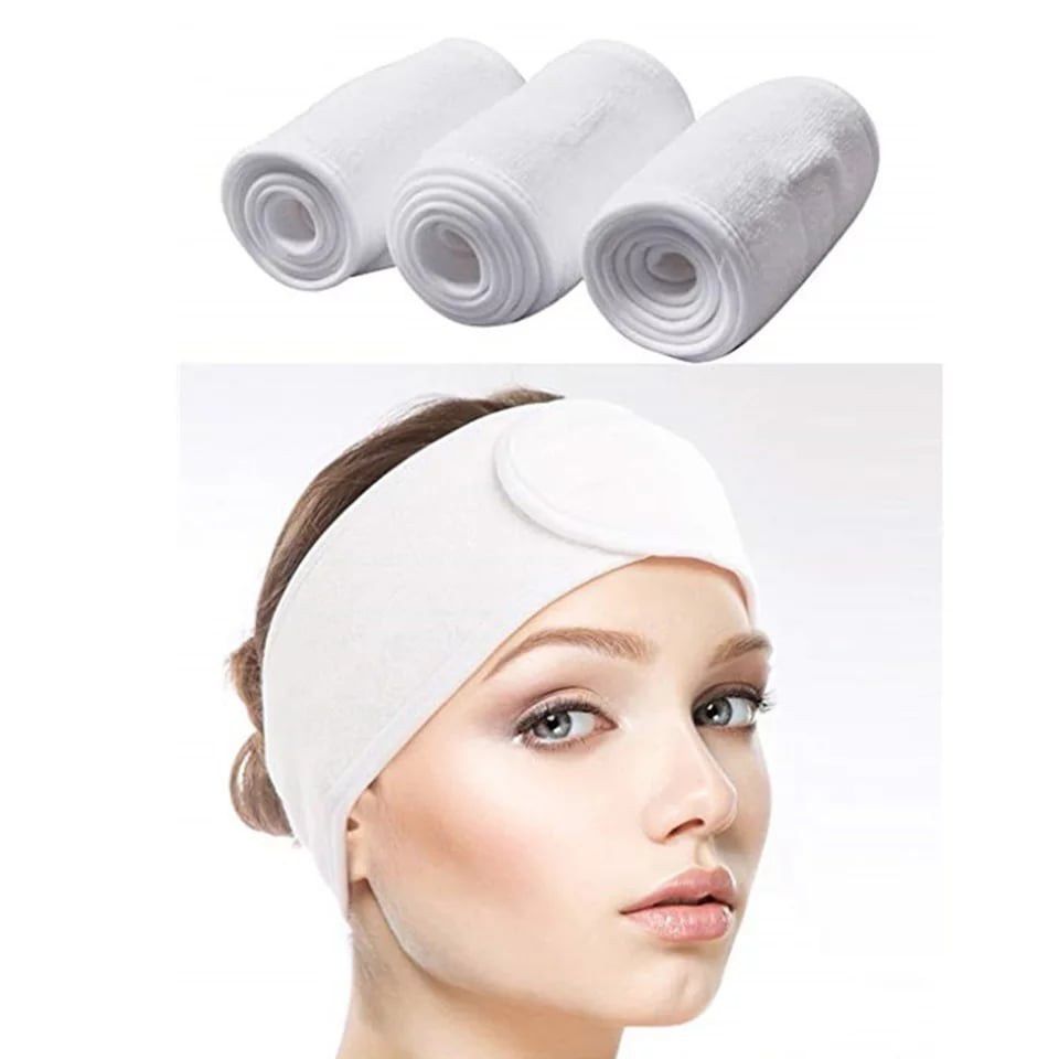Banda para el cabello/toalla ajustable con Velcro, banda para el cabello, mascarilla de maquillaje, cuidado de la piel, Spa, pañuelo de toalla deportiva