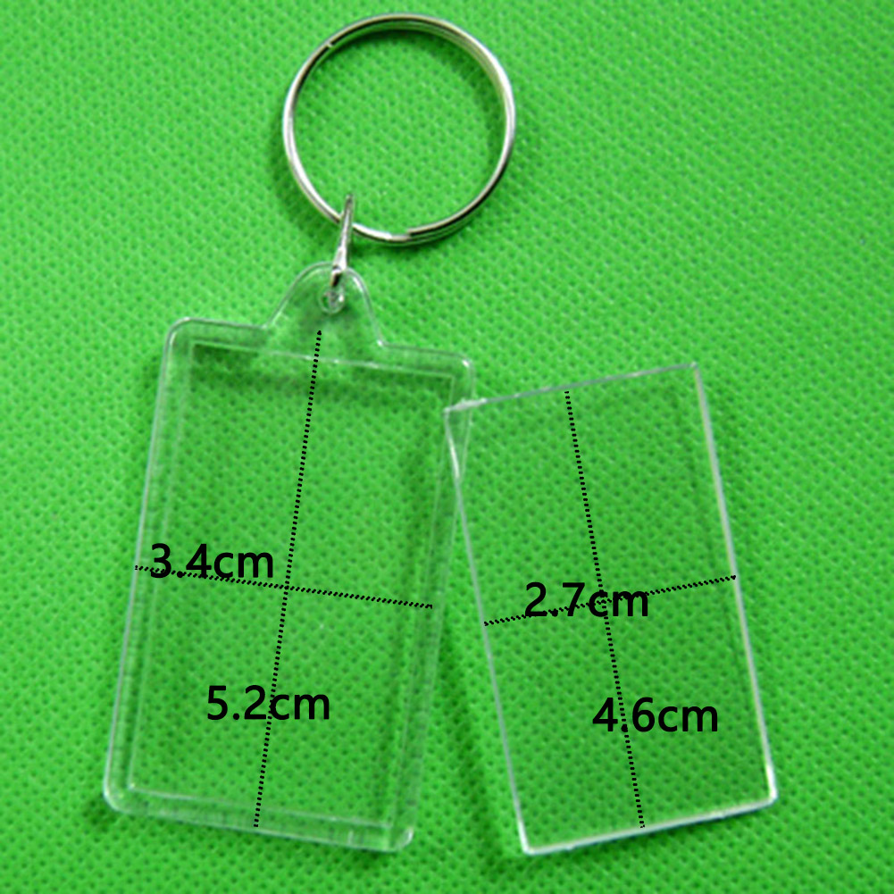 Photo Frame Keychian Acrylic Rectangle Insert Picture Frame Keyring Key Holder DIY Split Ring for Women Ladies Girls: green