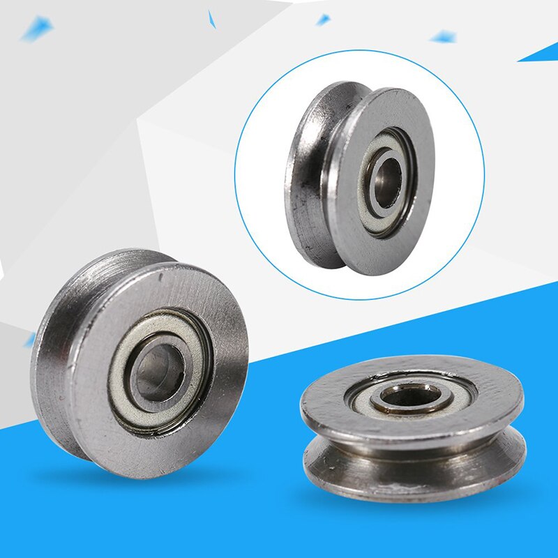 SV-20Pcs V Groove Bearing 3X12X4mm Carbon Steel Durable V Groove Ball Bearing Pulley for Rail Track Linear Motion Systems