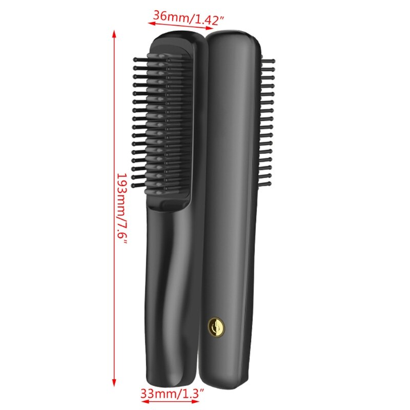 Portable Electric Ionic Hair Straightener Brush Negative Ions Hairbrush Combs