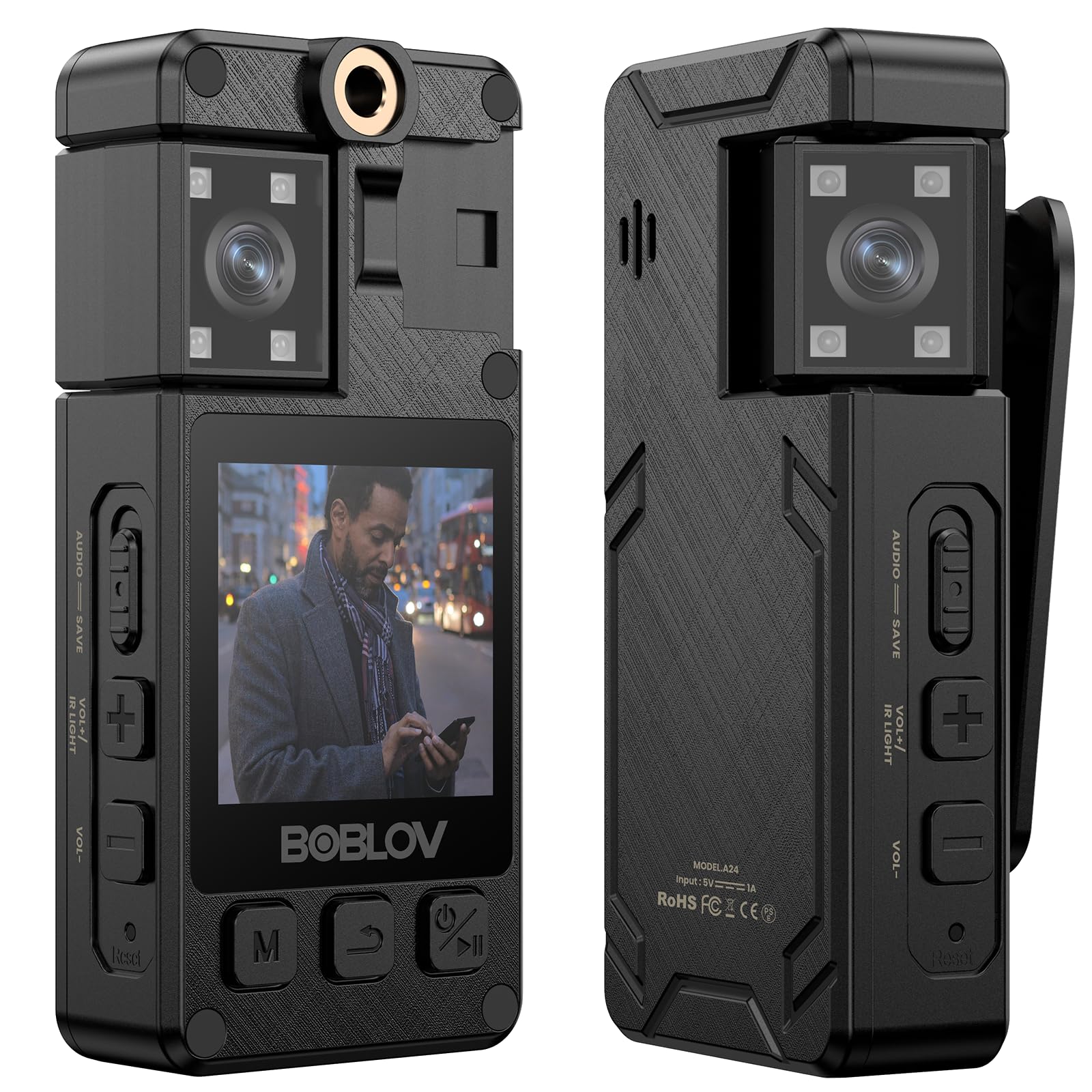 BOBLOV Mini caméra A24 HD 1296P sport Action DV appareils photo numériques Protection de sécurité petit caméscope poche Police corps Camara
