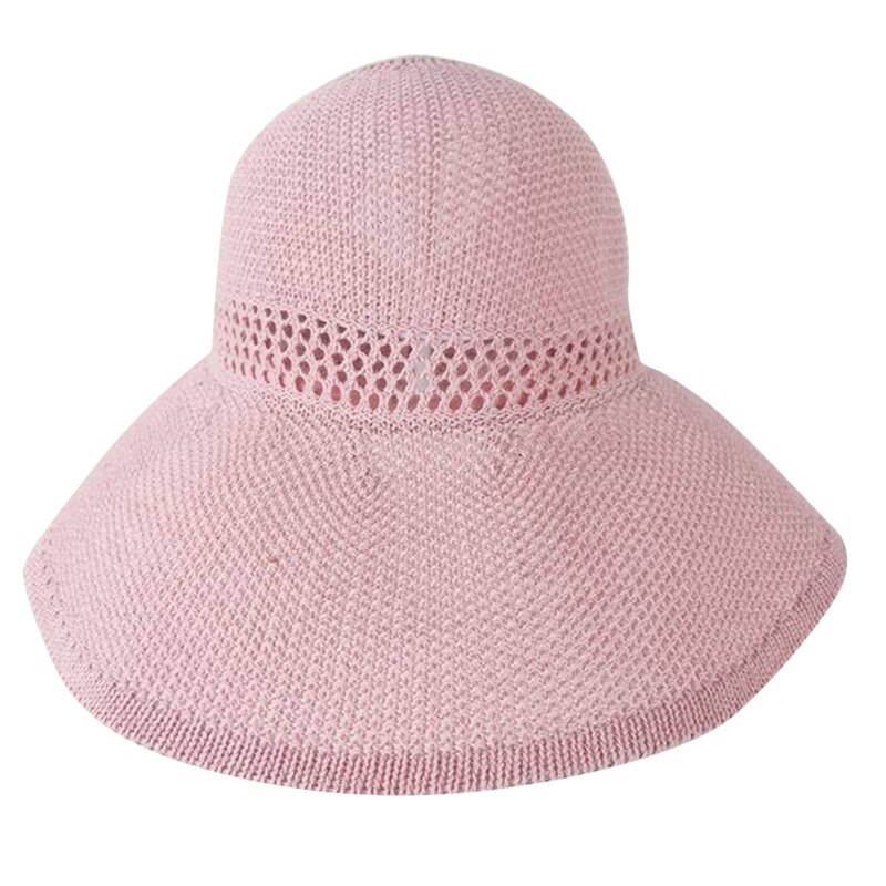 Sommer dam stråhat stor skygge solcreme uv beskyttelse strand hat dame rejse fritid hat: Lyserød