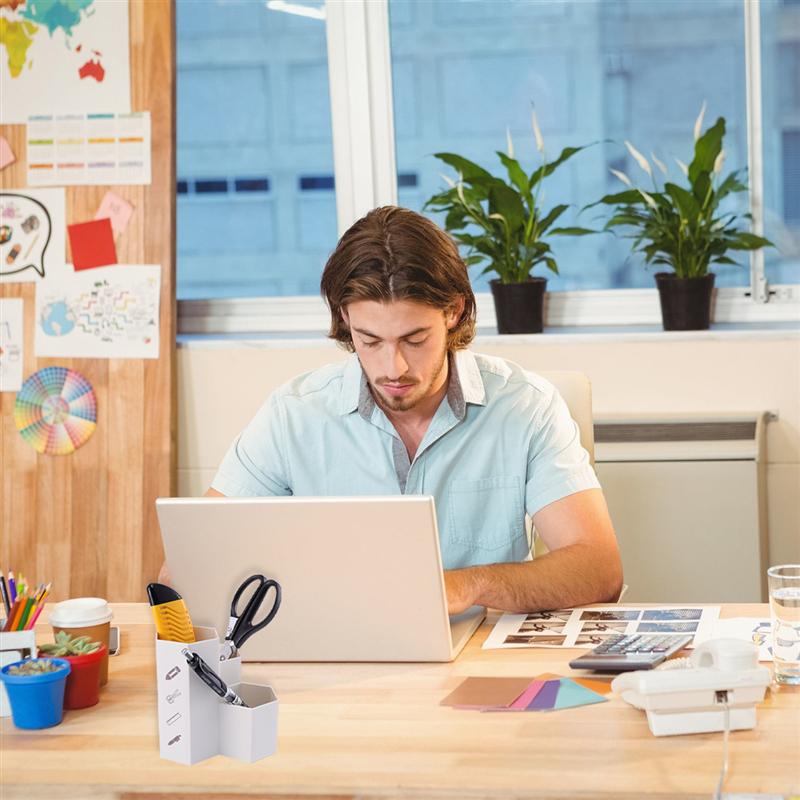 1PC Multifunctional Desktop Organizer Hexagon Stationery Pens Holder Case Box