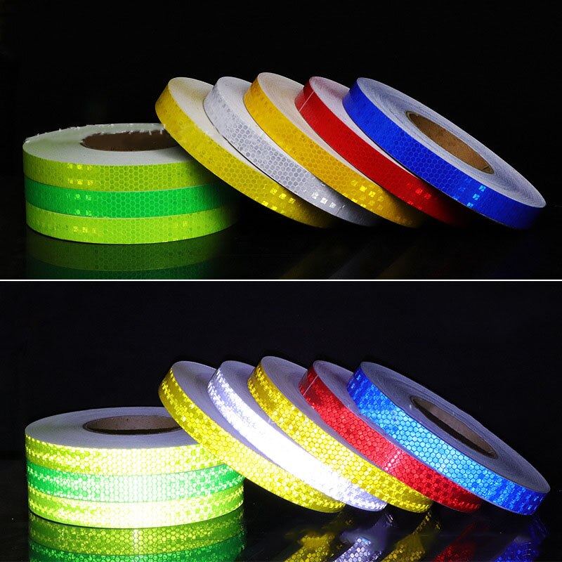1cmx8m Bike Reflective Stickers Fluorescent MTB Bicycle Wheels Tapes Safety Warning Sticker Decoration Cycling Accessories