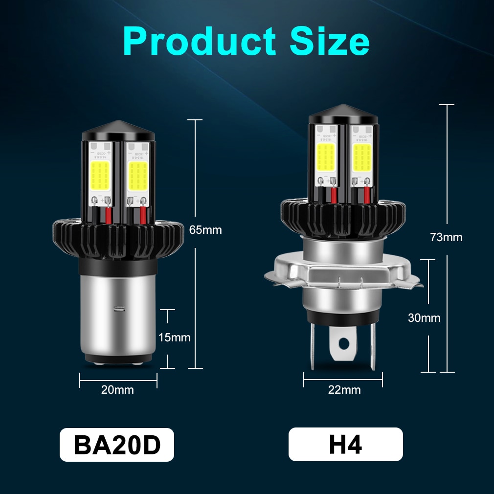 H4 H6 BA20D Led Motorfiets Koplamp Lampen Cob Led Moto 1200LM Hi Lo Lamp Scooter Atv Accessoires Mistlampen