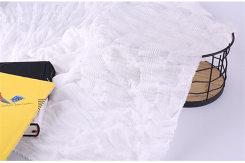 Halve Meter Zachte Rimpel Jacquard 100% Katoen Stof Voor Jurk Gallus Pyjama Meisje Kledingstuk Materiaal T1628: white