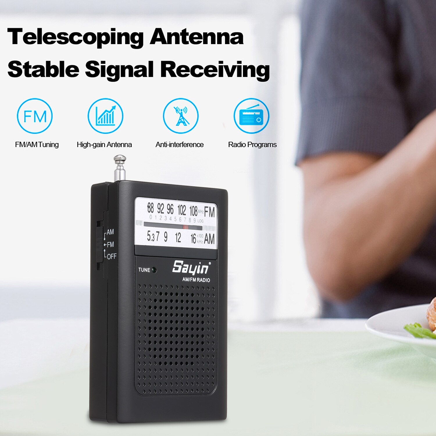 Docooler Mini Am Fm Radio 2 Band Radio Receiver Pocket Transistor Radio Ingebouwde Luidspreker Met 3.5 Mm Jack telescopische Antenne