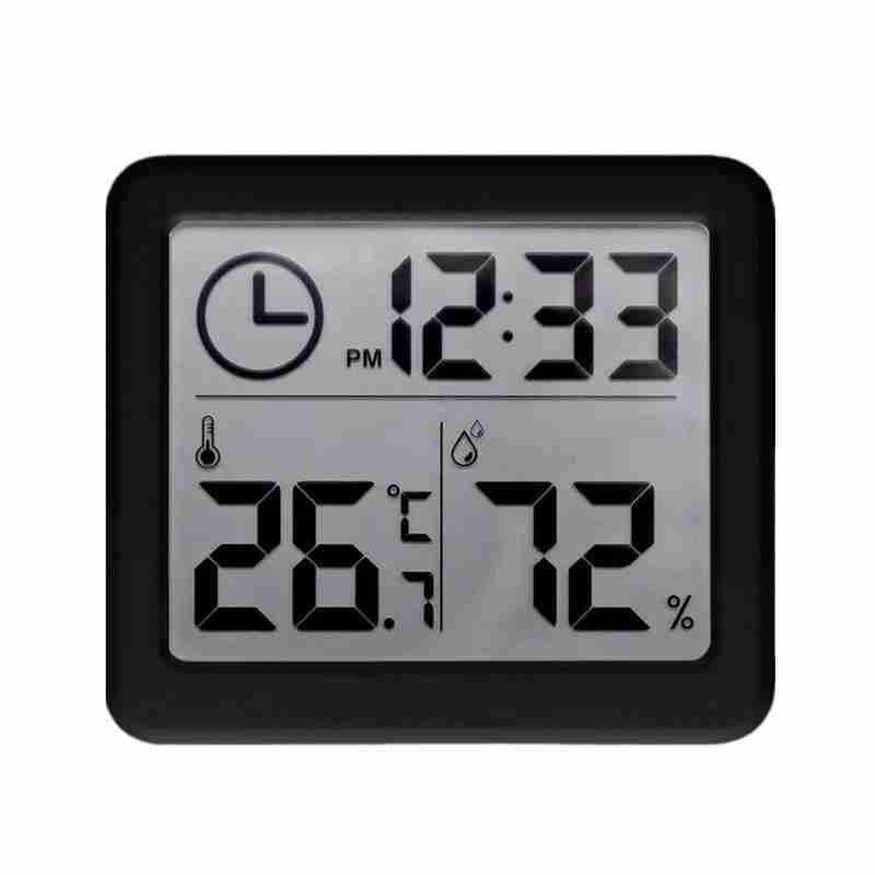 Digital Thermometer Clock Electronic Digital Digital Hygrometer Temperature Meter Thermometer Lcd Indoor Humidity E4h6: black