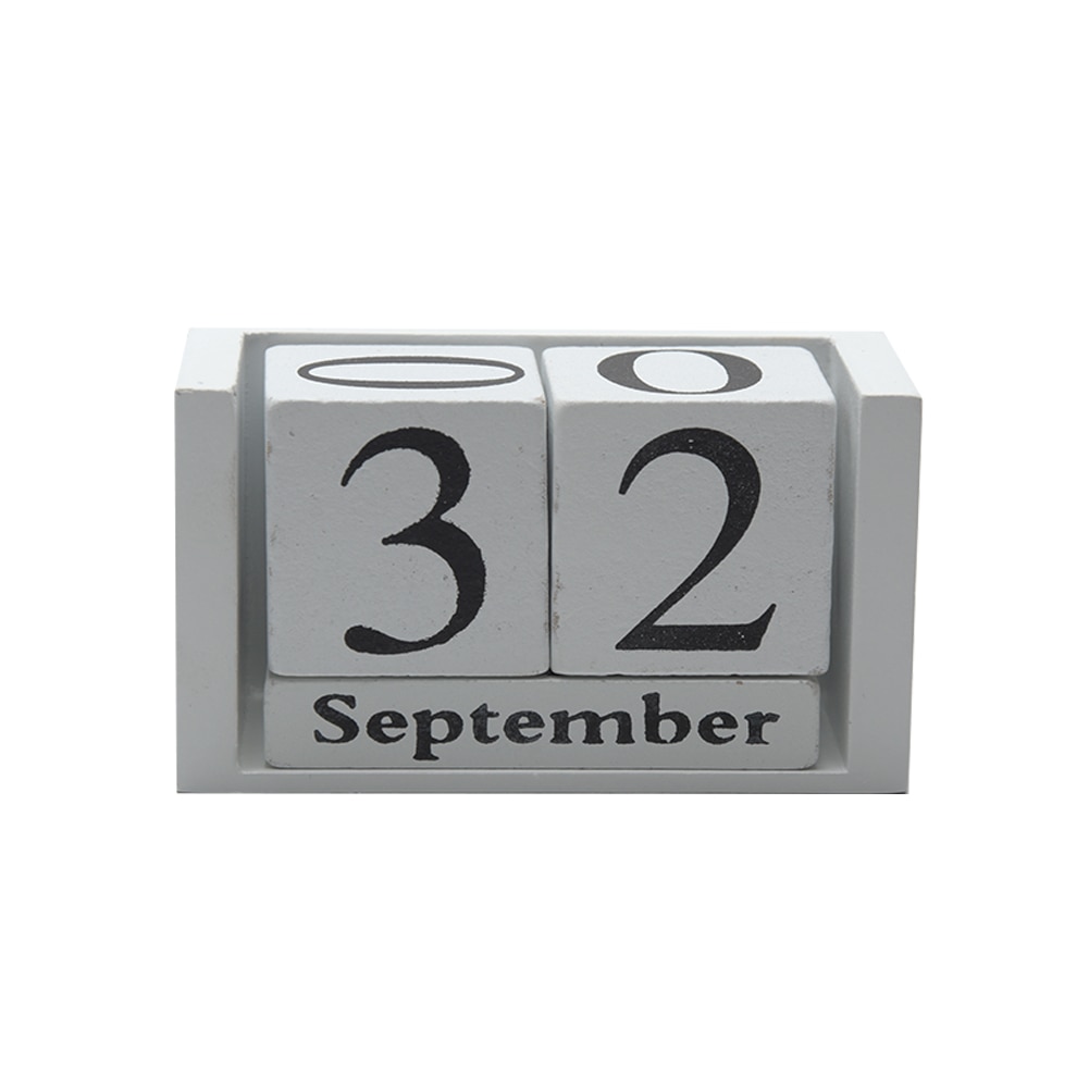 Living Room DIY Planner Desktop Wood Block Month Date Display Desk Decoration Home Office Decor Reusable Wood Calendar