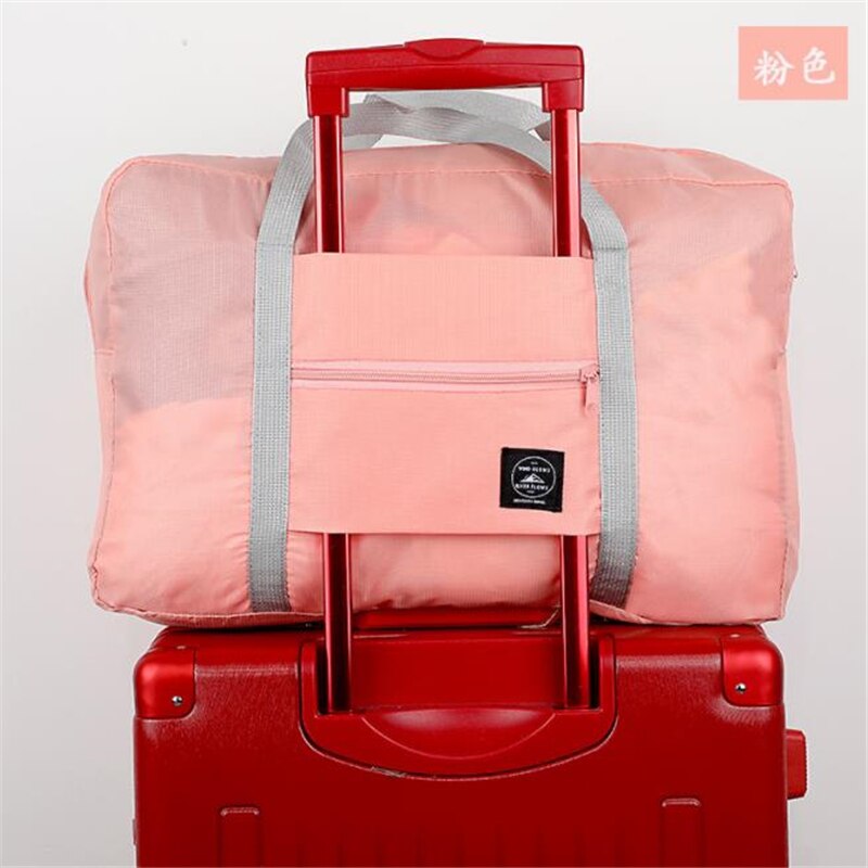 Portable Travel Bags Folding Unisex Large Capacity Bag Women Capacity Hand Luggage Business Trip Traveling Bags WaterProof: Pink 2