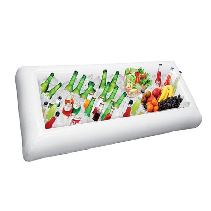 White Inflatable Ice Trough Durable PVC Water Entertainment Salad Plate Stand J2HA: Default Title