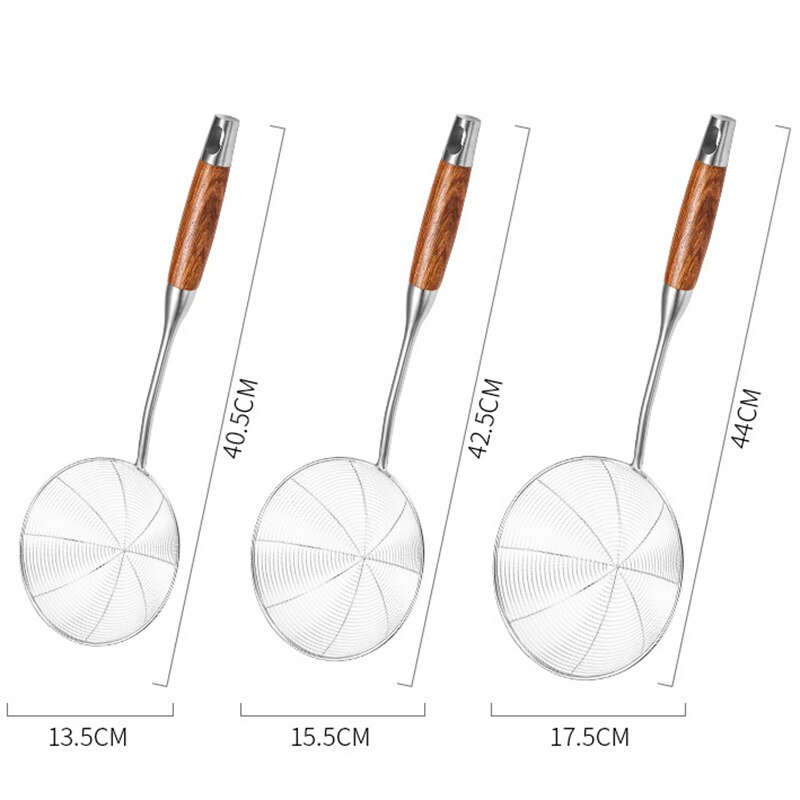 304 Stainless Steel Spider Strainer Skimmer for Cooking and Frying, Wire Pasta Strainer with Wood Handle, Kitchen Utensils