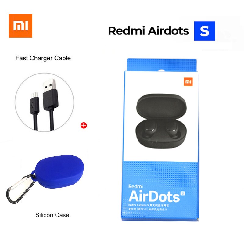 Xiaomi Redmi AirDots 2 sans fil Bluetooth 5.0 redmi airdots2 Mi Ture écouteurs sans fil dans l'oreille stéréo basse pas redmi airdots s: Airdots S blue case
