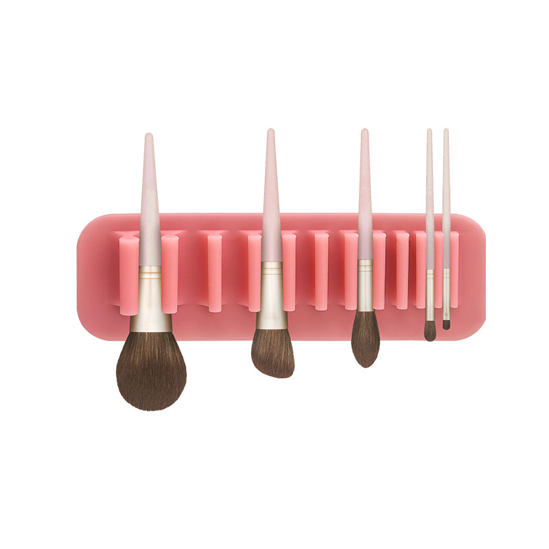 Silicone Makeup Brush Holder Wall-Mounted Soft Durable Reusable Convenient Easy Operation Suit Beauty tool display stand: Pink