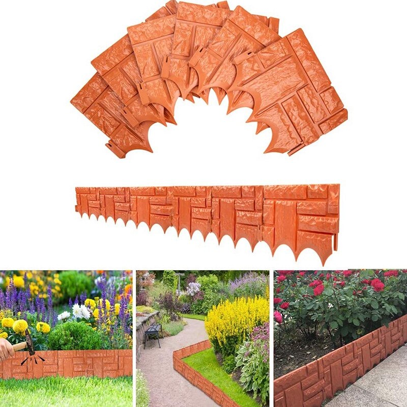 Ogrodzenie plastikowe ogrodowe, 6 sztuk ogrodzenia ogrodowego sztuczne ogrodzenie krajobrazowe chodnik 26X23cm (pomarańczowy)