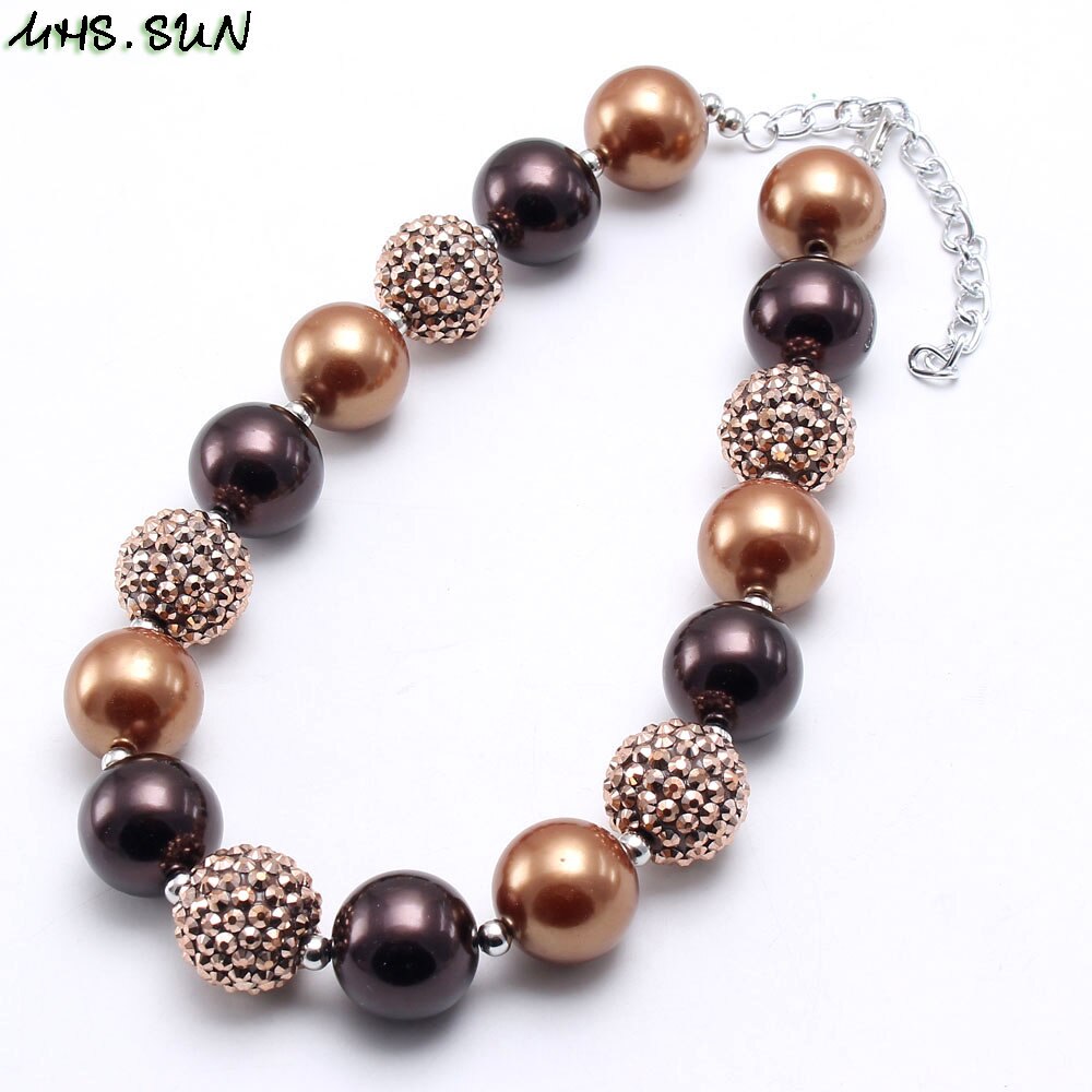 MHS.SUN 1PC baby chunky beaded necklace girls pearl jewelry charm colors bubblegum beads necklace choker for kids: 4
