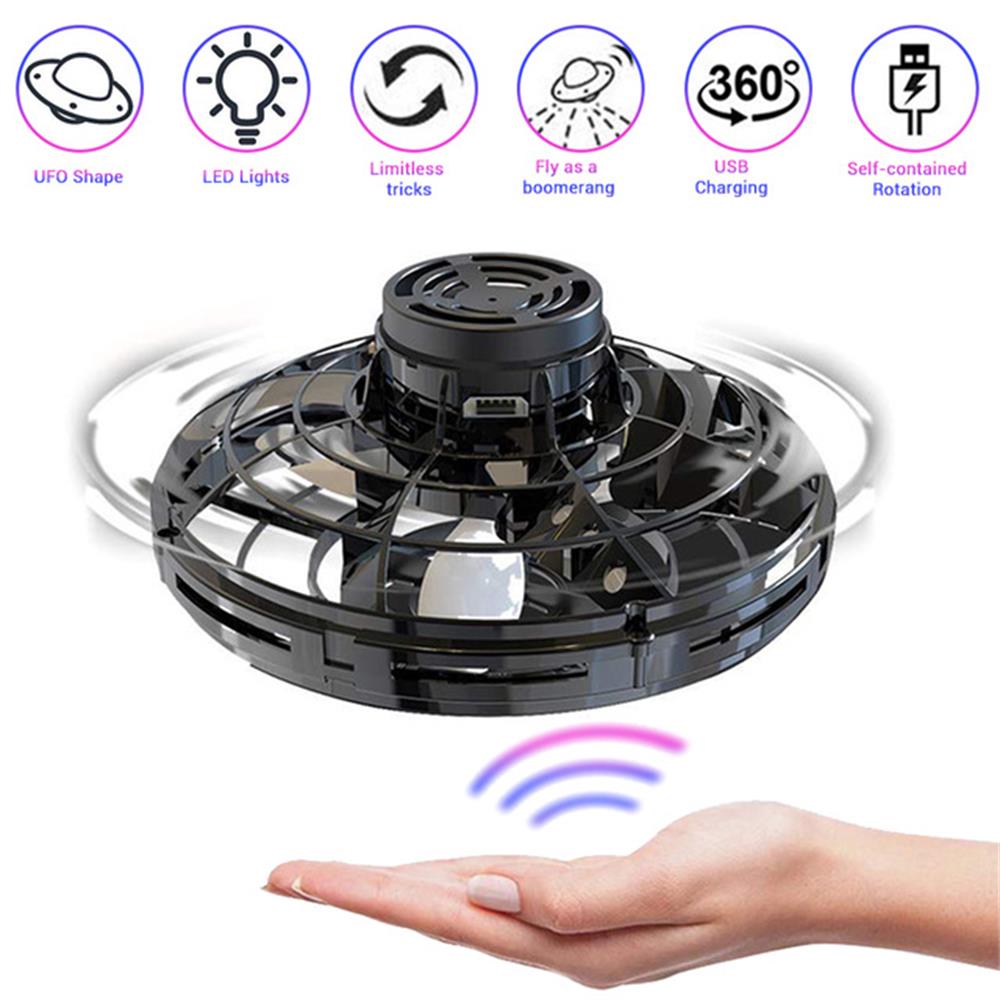 Flynova Mini Drone Led Ufo Soort Vliegende Helikopter Spinner Vingertop Upgrade Vlucht Gyro Drone Vliegtuigen Speelgoed Adult Kids -70: Light Grey