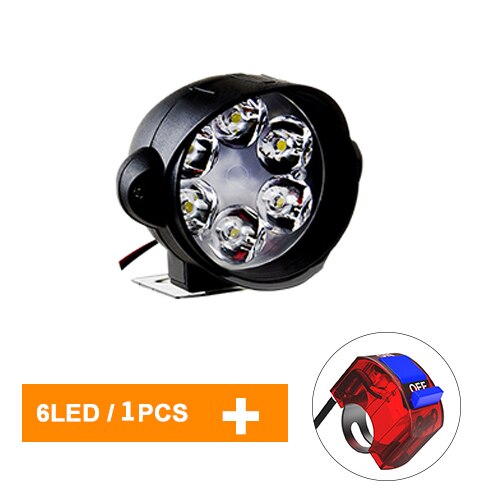 Accessoires de projecteur électrique de moto | Projecteur à Led 12V 6500K 6 Leds, feux de voiture, ampoules lumineuses pour moto tout-terrain: 1pcs 6 leds  red