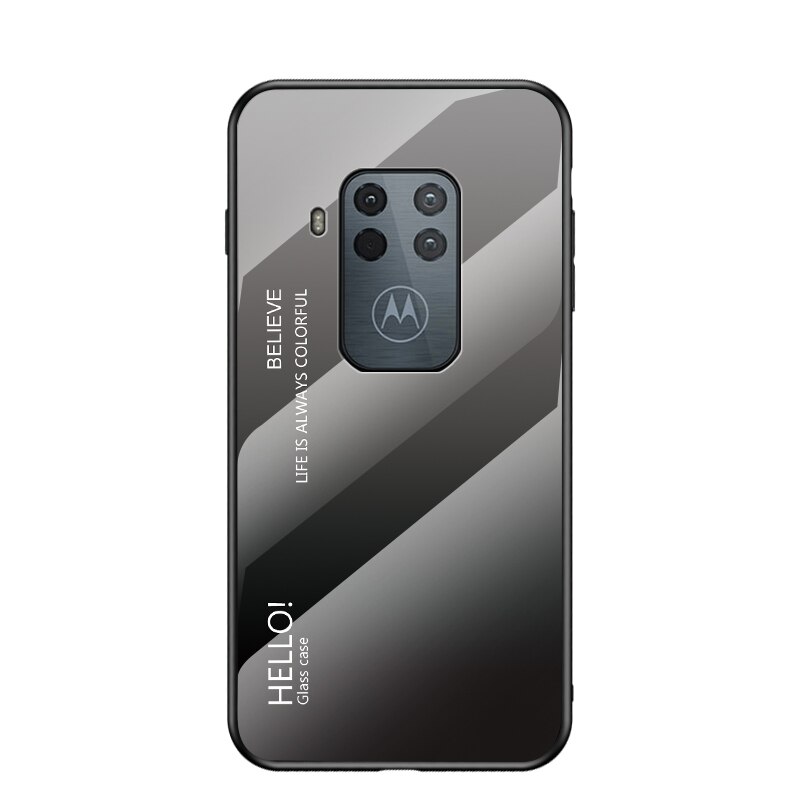 Oudini til motorola moto one zoom cover gradient glas kuffert til moto one zoom cover: Sort aske
