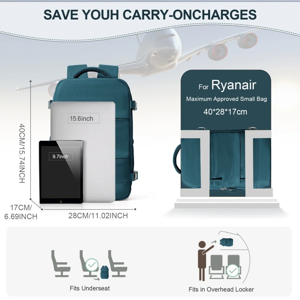 Damen Herren Handgepäck Rucksack Business Laptoptasche College Reiserucksack Wasserdicht Handgepäck Kabinenrucksack Wizzair 40x30x20