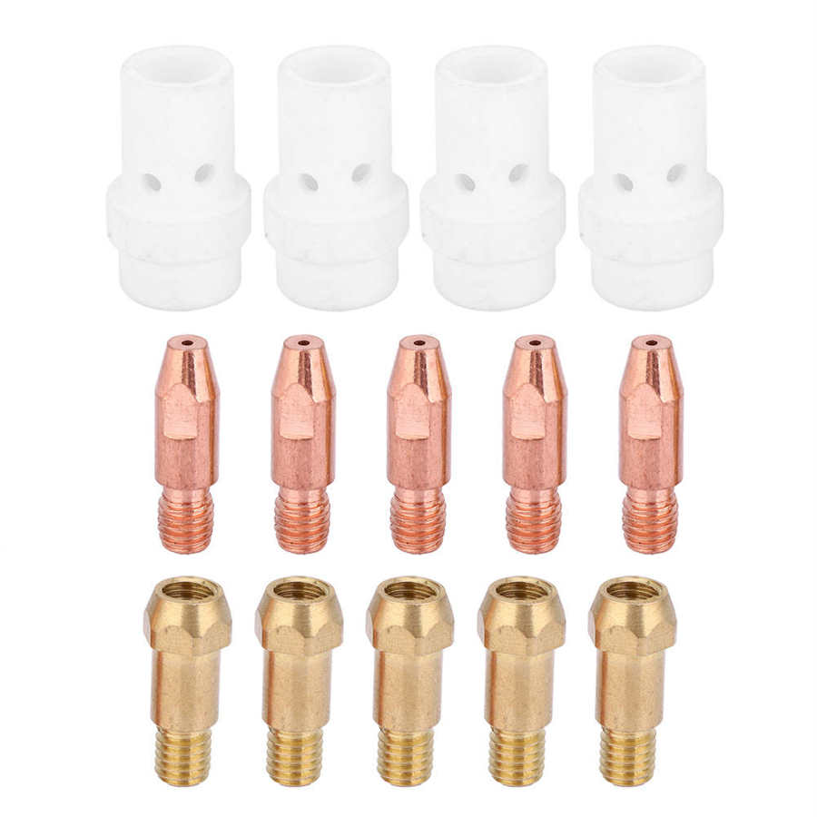 14Pcs 1mm Contact Tip Gas Nozzle Diffuser Tip Holder Set For Binzel 36KD MIG Welding Torch Consumables Replacement Accessories