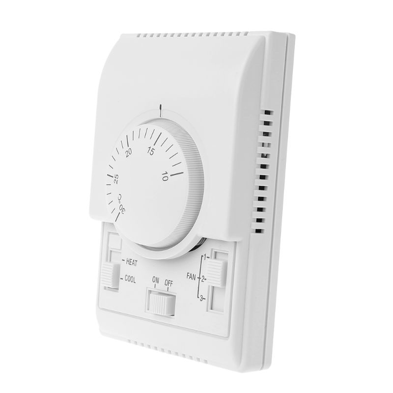 AC 220V habitación Termostato mecánico Control interruptor aire acondicionado ventilador bobina controlador de temperatura 63HF