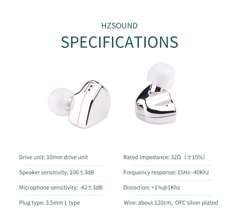 Unidad de controlador HZSOUND con espejo en forma de corazón de 10mm, auriculares CNC de alta fidelidad, auriculares con Monitor de DJ y Cable OFC de 2 pines y 0,78mm