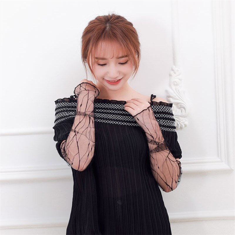 Kvinders sommer solbeskyttelses ærmer mesh blonder uv tynde langærmet cykel åndbar cykelhandsker kørsel armopvarmere ærmer