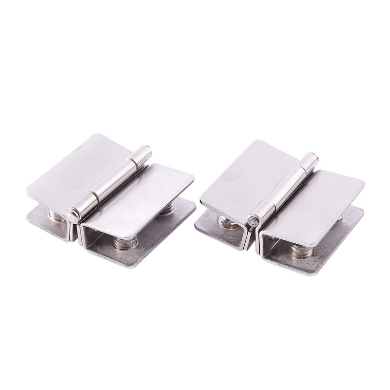 2x Shower Glass Door Adjustable Double Clamp Hinge Silver