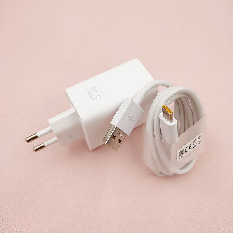 Original 80W Super VOOC Charger EU Fast Charge Adapter For OPPO Find X5/X3/X2 Pro N Reno 7SE ACE2 R17 Oneplus 10Pro 9+ 8T Realme: EU charger and cable