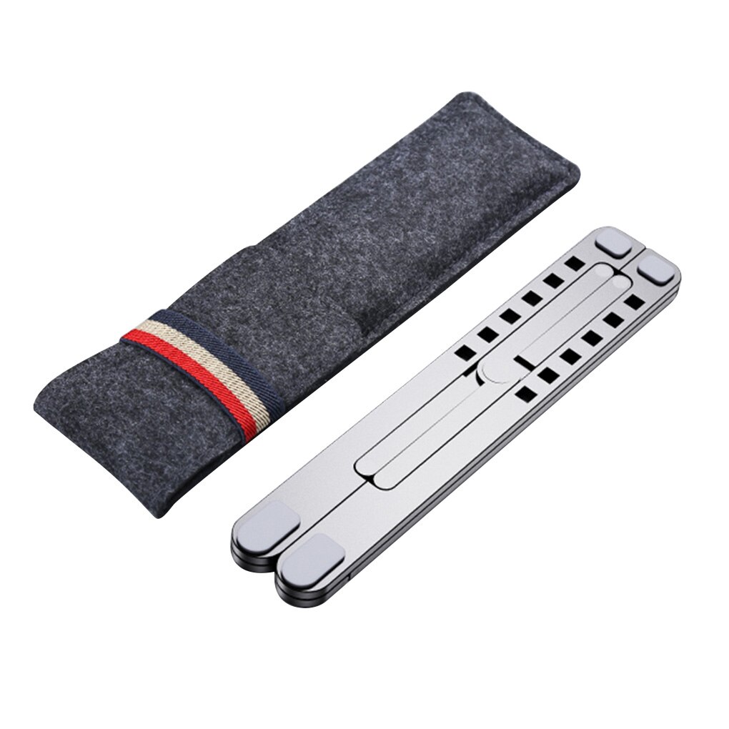 Aluminum Alloy Laptop Stand Holder Cooling Adjustable Universal Bracket Mount Swith Felt Bag: grey S size